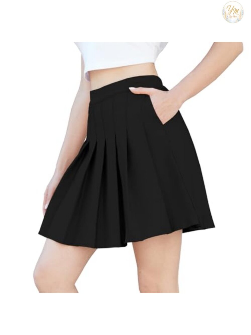 Pleated Skater Skort High Waist Tummy Control with Pockets